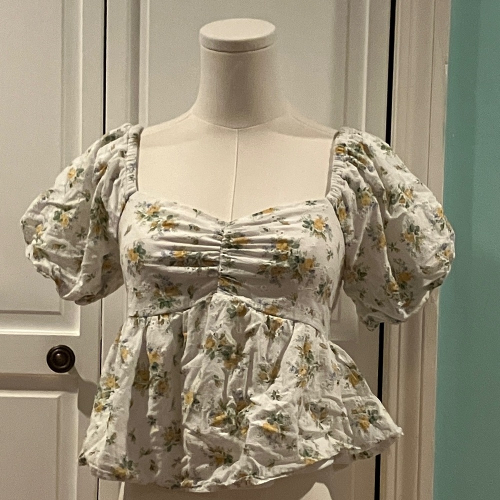 Source Unknown Floral Puff Sleeve Blouse